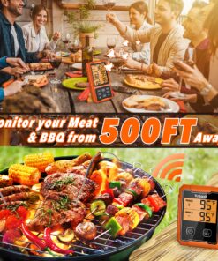 Yunbaoit Wireless Meat Thermometer, Digital Remote Food Cooking Meat Thermometer for BBQ Grill Smoker Oven Kitchen,500 FT Range&Dual Probes 31 A1u5E RAnL
