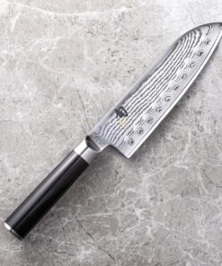 Shun Classic 7” Hollow-Ground Santoku All-Purpose Kitchen Knife; VG-MAX Blade Steel and Ebony PakkaWood Handle; Hollow-Ground Indentations for Reduced Friction and Smoother Cuts; Handcrafted in Japan 15 A1uHkJFLvOL