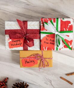 Red Gift Tags Holiday Present Stickers 2 x 3 Inch 100 Total Labels Red Semi Gloss 15 A1v2ttuygYL