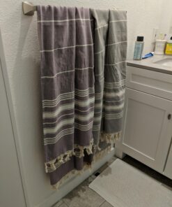 Dandelion - Basic Pattern - 100% Naturally-Dyed Cotton Turkish Towel Peshtemal - 71x39 Inches - Silver Gray 16 A1vkLwox4RL