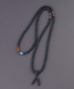COAI 108 Japa Mala 7 Chakra Stone Wrap Bracelet Necklace Matte Onyx 24 A1wTzhwyzbL