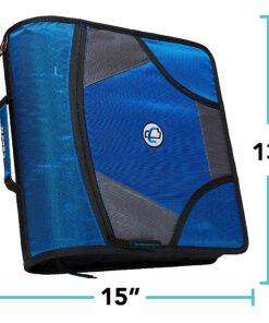Case it King Size Mighty Zip Tab Binder, 3 Rings, 4" Capacity, 11 X 8.5, Blue 23 A1xU2ESRC6L