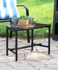 Sunnydaze Outdoor Curved Powder-Coated Black Metal Mesh Fire Pit Bench - Backless - Set of 2 10 A1xcbOHyFFL