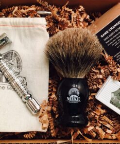 Complete Wet Shave Kit | Mike the Mason | Gift Set Includes: Hawk Safety Razor, Pure 100% Badger Hair Brush, Organic Honey Oatmeal Shave Bar, Nick Brick, 5 Premium Mens Blades, and a Razor Stand 16 A1xftJt6zZL