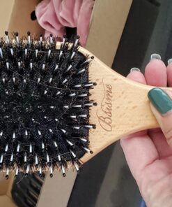 Bsisme Hair Brush-Boar Bristle Hairbrush with Detangling Pins Wooden Paddle Detangler Hairbrush for Women Men Reduce Frizz Dry Restore Natural Shine Natural Wood Color 32 A1xw3OHfQ0L