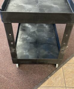 Rubbermaid Commercial Products 2-Shelf Utility/Service Cart, Medium, Lipped Shelves, Ergonomic Handle, 500 Lbs Capacity, for Warehouse/Garage/Cleaning/Manufacturing (FG452088BlA) Black 59 A1y6HJ1iL