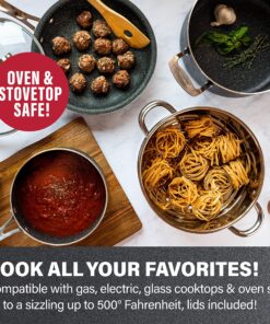 Granitestone Original 10 Piece Nonstick Cookware Set, Scratch-Resistant, Granite-Coated, Dishwasher and Oven-Safe Kitchenware, PFOA-Free Pots and Pans As Seen On TV Black Speckle 23 A1yJRLv9u8L