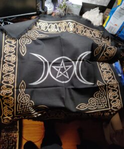 Altar Tarot Cloth: Triple Goddess With Pentagram - 24" x 24" (Gold/Silver on Black Pentacle/Pentagram) 35 A1yPgxJWBFL
