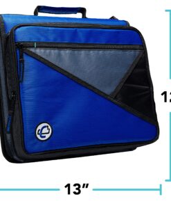 Case-it The Universal Zipper Binder - 2 Inch O-Rings - Padded Pocket that holds up to 13 Inch Laptop/Tablet - Multiple Pockets - 400 Page Capacity - Comes with Shoulder Strap - Blue LT-007 Single 20 A1yoyKvxfDL
