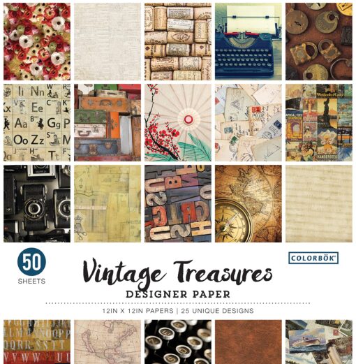 Colorbok Designer Paper Pad, 12" x 12", Vintage Treasures,68117E 12" x 12"