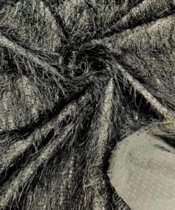 Backdrop King Inc, Shaggy Jacquard Faux Ostrich/Eye Lash Feathers Sewing Fringe with Metallic Thread Fabric (1 Yard, Black) 1 Yard