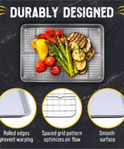 Checkered Chef Baking Sheets for Oven - Half Sheet Pan with Stainless Steel Wire Rack Set 1-Pack - Easy Clean Cookie Sheets, Aluminum Bakeware Half Sheet 1 Pack 27 A1znBQR8M3L