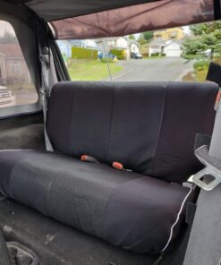 FH Group Automotive Seat Cover Universal Fit for Back Seat Black Edgy Piping Cloth Seat Protector for Dogs and Kids, Car Interior Accessories for Sedan and Van Rear Seat Covers with Rear Split Bench 22 A1zppRByK2L