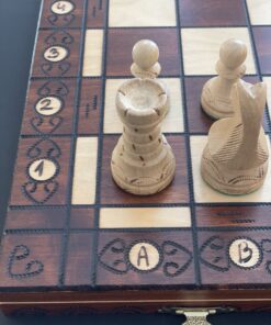 Wegiel Handmade European Ambassador Chess Set - Wooden 21 Inch Beech & Birch Board with Felt Base - Carved Hornbeam & Sycamore Wood Chess Pieces Ambassador - Brown 98 B1 LynJG15S