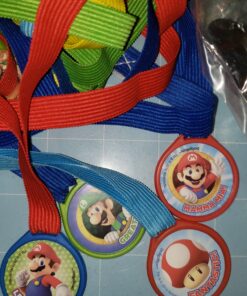 Alternative view of amscan Super Mario Brothers Birthday Party Assorted Colors Mini Award Medal Favors (12 Piece), Multicolor, 1 1/2" 12 Count
