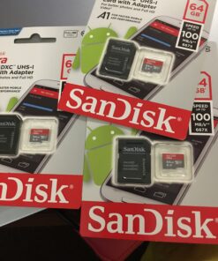 SanDisk 64GB Ultra MicroSDXC UHS-I Memory Card with Adapter - 100MB/s, C10, U1, Full HD, A1, Micro SD Card - SDSQUAR-064G-GN6MA 32 B1 QREr ZZS