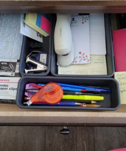 Madesmart 8-Piece Interlocking Bin Pack for Drawer Organization, Plastic Interlocking Junk Drawer Organizer Tray, Granite 40 B1 xt6cvGpS