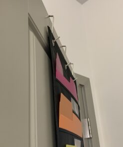 Black Pocket Chart for Classroom - 10 Pocket Storage Rainbow Pocket Charts , 3 Over Door Hangers Included, Hanging Wall File Organizer for File Folders, School Mailbox, Home/Office Papers Black - (10 Name Tag Pockets) 21 B105DAwpBZS