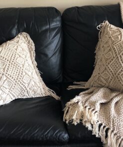 DII Rustic Farmhouse Double Diamond Woven Throw, 50x60, Stone 35 B10cOcrQihS