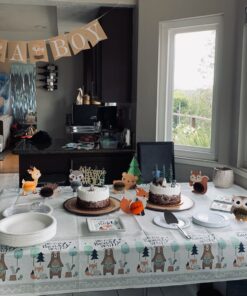 Woodland Creatures ITS A BOY Banner for Baby Shower + Fox, Raccoon, Rabbit, Bear, Squirrel and Porcupine/Animals Themed Decorations Fall Autumn Thanksgiving Banner Decoration 23 B10hA5i7THS