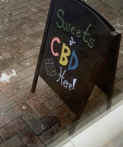 MyGift Black Metal A-Frame Erasable Chalkboard Sign, Freestanding Foldable Dual Sided Sidewalk Chalkboard Easel, Restaurant Menu Board, Decorative Wedding Signage 20 B1146JkVHMS