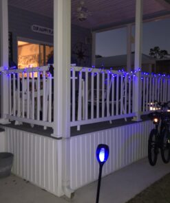 EOYIZW Solar Lights Outdoor 4 Pack, Premium 99 LEDs Solar Torch Light with Flickering Flame Outdoor Decor- IP65 Waterproof Solar Garden Lights for Halloween Decorations Yard Garden Porch Blue-4Pack 23 B117zzOVQvS