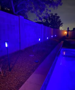 EOYIZW Solar Lights Outdoor 4 Pack, Premium 99 LEDs Solar Torch Light with Flickering Flame Outdoor Decor- IP65 Waterproof Solar Garden Lights for Halloween Decorations Yard Garden Porch Blue-4Pack 25 B11r4wC7N4S