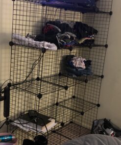 Whitmor Storage Cubes - Stackable Interlocking Wire Shelves - 14.25"D x 14.5"W x 14.5"H - Black (Set of 6) 49 B13iTqeOSVS