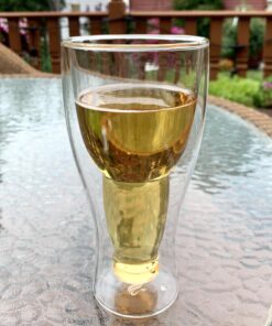 Dragon Glassware Beer Glasses, Clear Double Wall Insulated Pub Mugs, Upside Down Design, Holds One Full Beer Bottle, Freezable Glass for Beer Lovers, 13.5 oz Capacity, Set of 2 2 Count (Pack of 1) 21 B14Sc cPiGS