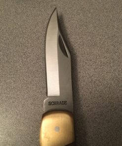 Old Timer 7OT Cave Bear Traditional Lockback Pocket Knife with 3.9in High Carbon Stainless Steel Blade, Sawcut Handles, and Leather Belt Sheath for Hunting, Camping, Whittling, EDC, and Outdoors 30 B15y03mW17S