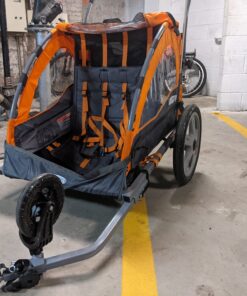 Instep Quick-N-EZ Double Tow Behind Bike Trailer for Toddlers, Kids, Converts to Stroller, Jogger, 2-in-1 Canopy, Universal Bicycle Coupler, Folding Frame, Multiple Colors Orange 29 B17F8wXJwxS