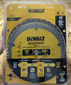 DEWALT 10-Inch Miter / Table Saw Blades, 60-Tooth Crosscutting & 32-Tooth General Purpose, Combo Pack (DW3106P5) Saw Blade Combo Pack, 10 In., 60/32T 41 B186BZWmogS