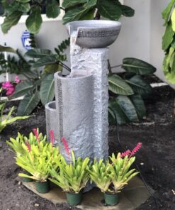 Bowl and Pillar Zen Modern Outdoor Floor Water Fountain 34 1/2" High with LED Light Cascading for Garden Patio Backyard Deck Home Lawn Porch House Relaxation Exterior Balcony - John Timberland 26 B18qHi5Gv5S