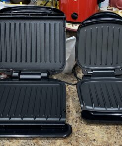 George Foreman 4-Serving Removable Plate Electric Grill and Panini Press, George Tough Non-Stick Coating, Drip Tray Catches Grease, Black 40 B18wt9Olk0S