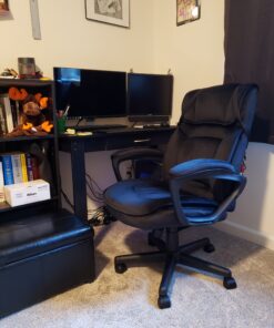 Amazon Basics Classic Office Desk Computer Chair - Adjustable, Swiveling, Ultra-Soft Microfiber, Lumbar Support, 28"D x 25"W x 43.5"H, Black 62 B19CEvJPBcS