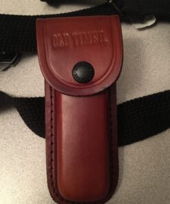 Old Timer 7OT Cave Bear Traditional Lockback Pocket Knife with 3.9in High Carbon Stainless Steel Blade, Sawcut Handles, and Leather Belt Sheath for Hunting, Camping, Whittling, EDC, and Outdoors 31 B19EmbNFdpS