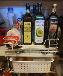 Household Essentials Glidez Powder-Coated Steel Pull-Out/Slide-Out Storage Organizer with Plastic Liner for Under Cabinet or Wire Shelf Use - 1-Tier Design - Fits Standard Size Cabinet or Shelf, White 15" 63 B19OmfavldS