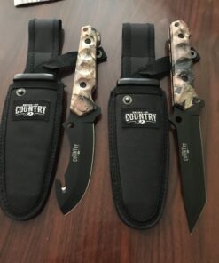 Mossy Oak Fixed Blade Hunting Knife Set - 2 Piece, Full Tang Handle Straight Edge and Gut Hook Blades Game Processing Knife, Sheath Included 41 B1A5KjXelZS