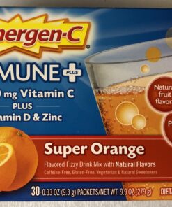 Emergen-C Immune+ Triple Action Immune Support Powder, BetaVia (R), 1000mg Vitamin C, B Vitamins, Vitamin D and Antioxidants, Super Orange – 30 Count 0.33 Ounce (Pack of 30) 36 B1Ag UMErfS