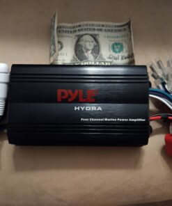 Pyle Hydra Marine Amplifier - Upgraded Elite Series 800 Watt 4 Channel Micro Amplifier - Waterproof, GAIN Level Controls, RCA Stereo Input, 3.5mm Jack, MP3 & Volume Control (PLMRMP3B) Standard Packaging 24 B1C4WK5ZnsS