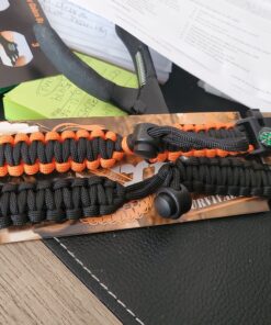 Atomic Bear Paracord Bracelet (2 Pack) - Adjustable - Fire Starter - Loud Whistle - Perfect for Hiking, Camping, Fishing and Hunting - Black & Black+Orange 47 B1ECr5HZzTS 1