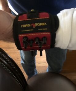 MagnoGrip Magnetic Wristband for Holding Screws, Nails, Drill Bits - Cool Gifts for Men - Super Strong Magnets - Great DIY Gifts for Christmas, Dad, Husband, Handyman, Handy Woman, Craft Enthusiasts Red 20 B1FFQgte4rS