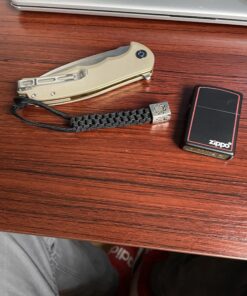 Spyderco - Black Lanyard with Silver Square Bead - Box-Weave Pattern - BEAD1LY 10 B1FUJLQCKyS