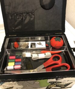 SINGER 07281 Vintage Sewing Basket with Sewing Kit Accessories, 10.5" long x 8" wide x 6" high. 59 B1FbuKwoliS
