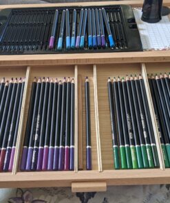 U.S. Art Supply 4 Drawer Wood Artist Supply Storage Box - Pastels, Pencils, Pens, Markers, Brushes 57 B1GEpFcrU3S