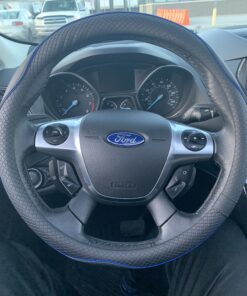 Rueesh Microfiber Leather Steering Wheel Cover Anti-Slip Matte Finish Auto Car Wheel Cover Universal 15 Inch Wheel Cover for Car Embossing Pattern Blue Line M (14.5"-15" Diameter) 39 B1GYOFC8UUS 1