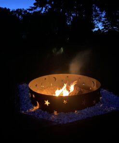 Sunnydaze Big Sky 36-Inch Fire Ring - Heavy-Duty 0.6mm Thick Steel Metal Rim - for Patio and Backyard Use 28 B1HL1MGTZS