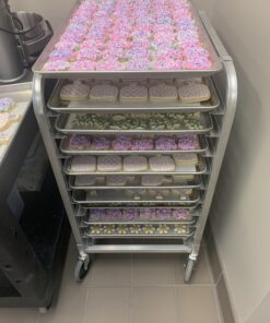 New Star Foodservice 36510 Commercial-Grade Aluminum 10-Tier Sheet Pan/Bun Pan Rack, 26" L x 20" W x 38" H with Brake Wheels 26 x 20 x 38 27 B1IHxS 2CdS
