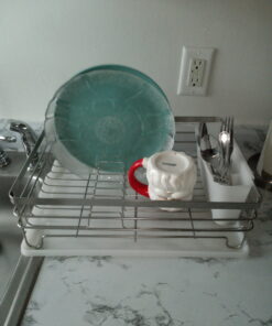 Neat-O Stainless Steel Rustproof Dish Drying Rack with Cutlery Holder and Board 37 B1IQhEhVu4S
