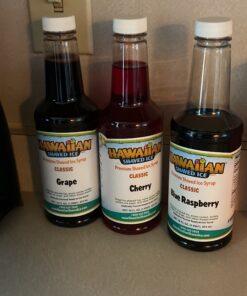 Hawaiian Shaved Ice Syrup Assortment, 3 - 16oz Bottles Of The Most Popular Flavors: Cherry, Grape, Blue Raspberry. Perfect For Shaved ice, Snow Cones, Sodas, Ice Pops, and Slushies. Allergy-friendly 16 Fl Oz (Pack of 3) 24 B1JHNGybDmS